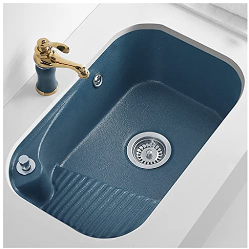 Fregadero de baño grande de 25 x 16 pulgadas, lavabo de cerámica de color con grifo, fregadero bajo encimera con lavabo, elegante y perfecto para renovación del hogar