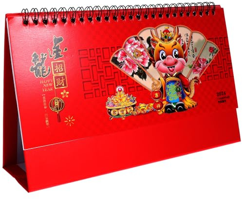 COHEALI Chinesischer Traditioneller Kalender Jahr Des Drachenkalenders 2024 Neujahrs Tischkalender Dekorativer Monatskalender 2024 Tischkalender Jahr Des Drachenkalender