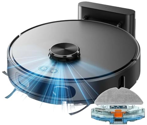 SWZEC oryzom Robot aspirateur V8 Pro – Nettoyage Automatique avec Fonction serpillère, Navigation Intelligente et contrôle Via Application pour Une propreté sans Effort(Noir)