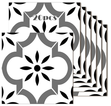 20 x 20 cm Adhesivos para azulejos, baldosas autoadhesivas, para suelo, cocina, suelo de PVC, impermeables y extraíbles para cocina, baño, suelo y pared (20 unidades)