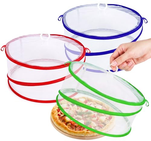 ilauke 3er Set Fliegenhaube Lebensmittel, Faltbare Abdeckung Fliegenschutz | Pop-up-Design, faltbare Fliegenhaube zum Schutz von Obst, Kuchen und Speisen vor Fliegen, ideal für BBQ, Salate & Picknick