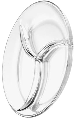 GALPADA Plateau Multi-Compartiments en Aluminium Assiette en Verre Trempé Transparent pour Présentation de Desserts et Collations en Restauration