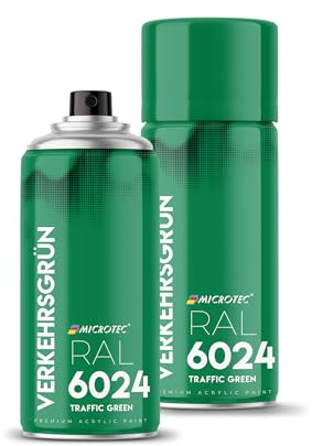 MICROTEC Sprühlack | 400ml | hochwertiges Acryllackspray | matt oder glänzend | Sprühfarben für Metall, Holz, Kunststoff u.v.m. | große Farbauswahl (Grün matt - RAL 6024)