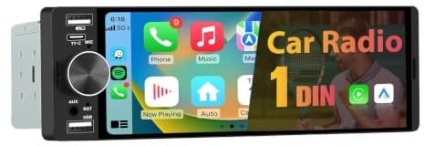 Junsun 1 DIN Radio de Coche Universal 1Pantalla Táctil 6.36 Pulgadas, con CarPlay/AndroidAuto/Admite
