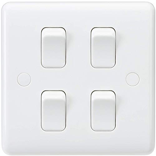 Knightsbridge CU4101 Curved Edge 10 A 4 Gang 2 Way Switch, White