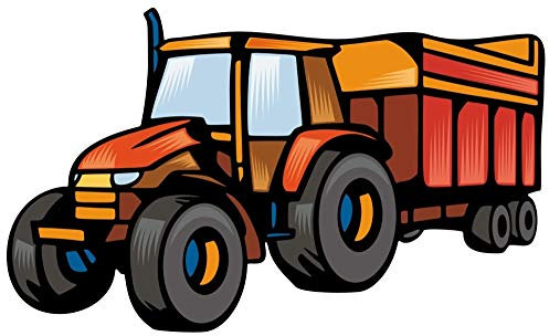 Samunshi® Trecker mit Anhänger Traktor Aufkleber Sticker Autoaufkleber Scheibenaufkleber - 10x6,1cm mehrfarbig