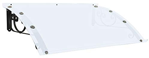 Vordach aus verzinktem Eisen für den Außenbereich, Opal kompakte Polycarbonatabdeckung, Basismodell RICCIO Classica, Haustür-Vordächer Größe 90 x 150 cm