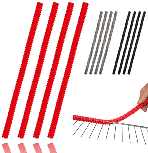 LeeYean 4 Pack Red Silicone Oven Rack Protector, 14 inches Long, Heat Resistant, Burn Protection
