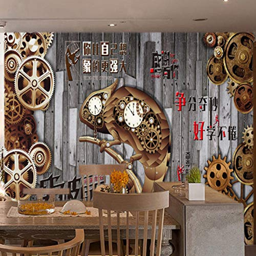 3D Mural Wallpaper Living Room Bedroom Wallpaper Mural Nostalgic Wallpaper Mural Machine Gear Love Heart Wall Leisure bar Box Wallpaper Seamless mural300cm×210cm