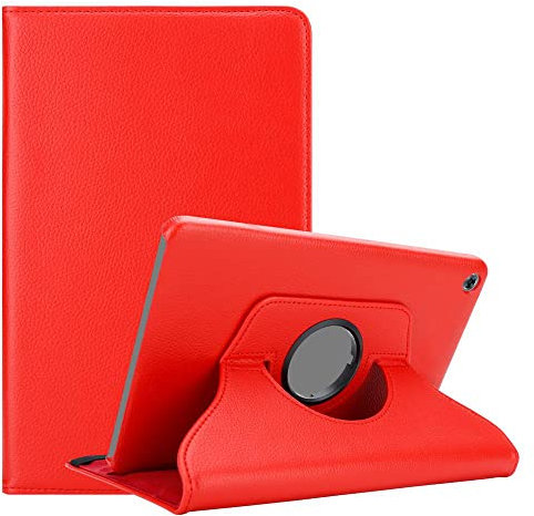 Cadorabo Funda Tableta para Huawei MediaPad M5 Lite 10 (10.1 Zoll) in Rojo Amapola – Cubierta Proteccíon en Estilo Libro SIN Auto Wake Up con Función de Suporte e Cierre Cinta Elástica