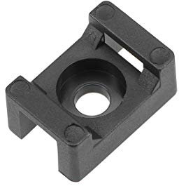 sourcing map Cable Tie Base Saddle Type Mount Wire Holder Permanently Anchor to Wall Desk 15x10x7mm Black 50pcs