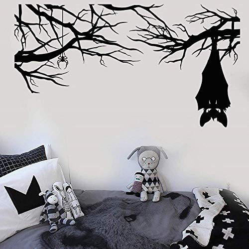 105X57Cm Vinyl Wandtattoo Cartoon Gothic Spinne Fledermaus Zweig Halloween Aufkleber Zuhause Wohnzimmer Fenster Aufkleber