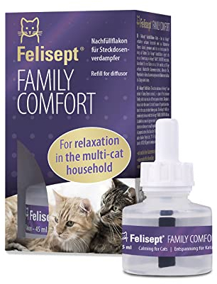 Felisept Family Comfort Nachfüllflakon 45ml Entspannungsmittel im Mehrkatzenhaushalt - Beruhigungsmittel für Katzen - Katzen Beruhigungsmittel mit natürlicher Katzenminze ohne Pheromone Katzen