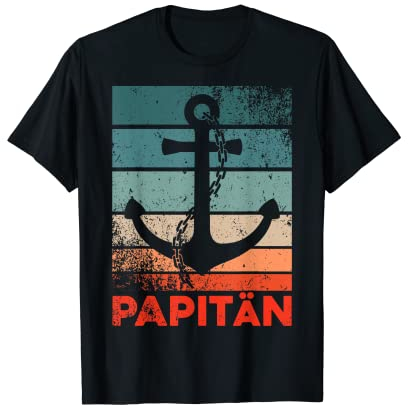 Papitän | Papa und Kapitän Lustiges Retro Anker Vatertag T-Shirt
