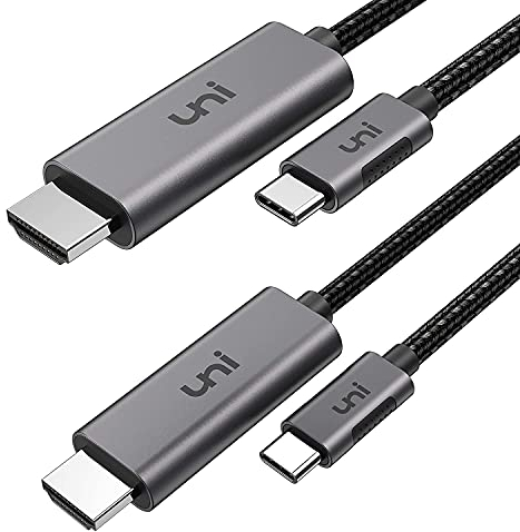 uni 2Pcs Câbles USB C vers HDMI (4K@60Hz) 1.8 m, Câble Type C HDMI (Thunderbolt 4 Compatible) pour iPad Pro, MacBook, Surface Book 2, Galaxy S9/S8 et Plus - Gris