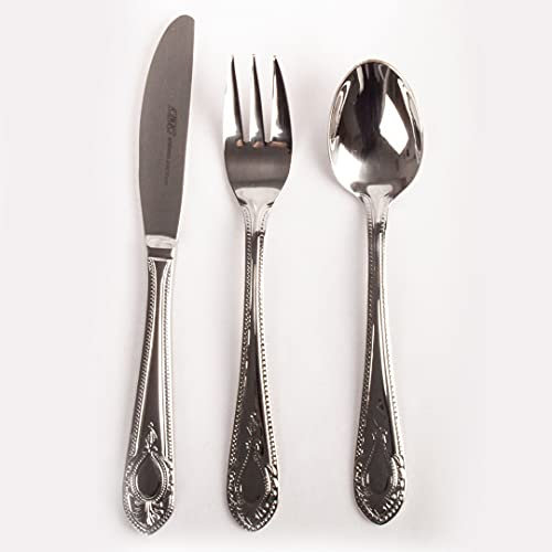 Franquihogar - Set de cubiertos acero inoxidable 18/10 pulido, cubertería de 18 piezas para 6, hostelería - cucharilla, cuchillo postre, tenedor pequeño - Toscana 1285