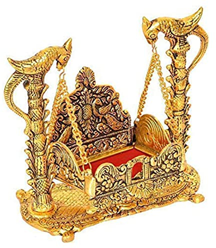 Jhula für Krishna Balgopal Jhula für Laddu Gopal - Metallschaukel für Hindu-Gott Lord Krishn für Janmashtami - Palna für Heimtempel Mandir - Jhula für Kanha - Krishna Statue für Heimdekoration..