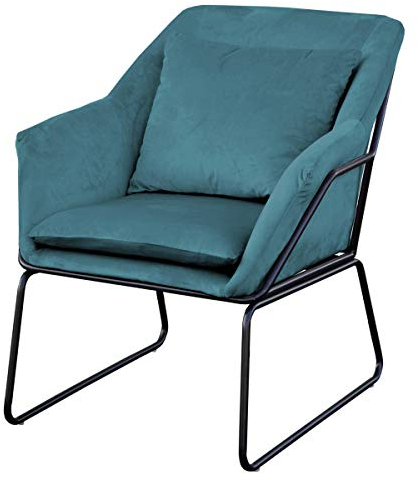 SVITA Josie Loungesessel gepolstert Indoor Polsterstuhl mit Armlehne Metallgestell Samtbezug Einzelsofa modern Petrol