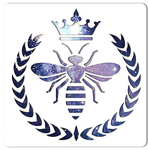 GORGECRAFT 11.8x11.8 Zoll Bienen-Schablonen-Vorlage Für Wände Große Wiederverwendbare Schablonen Zum Malen Auf Holzboden Leinwand Scrapbook-Karte (Kronen-Lorbeer-Kranz-Design)