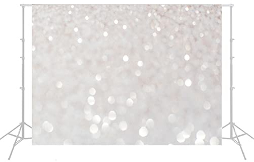 jiuzcare Fotohintergrund Silber 2 x 1,5 m, Fotoleinwand Glitzer Bokeh, Fotobox Fotografie Fotowand Dekoration für Hochzeit Party Geburtstag Studio, Photo Booth, glänzender Hintergrund