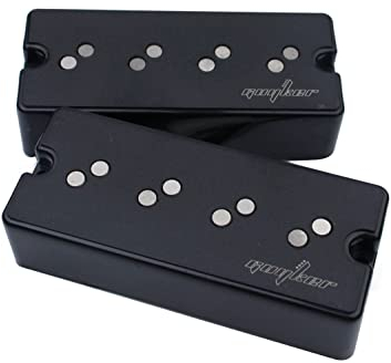 Guyker Double Noise Reduction Pickups Split Coil Humbucking 4 String Bass Pickups Bridge + Neck Alnico Black, GK-DB4N
