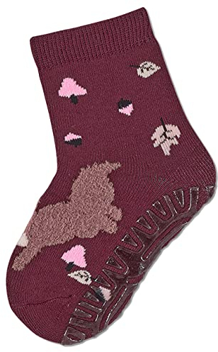 Sterntaler Baby Mädchen Fliesen Socken Baby FLI Soft Eichhörnchen Strümpfe - Fliesen Rutsch Socken Baby - mit Tier-Motiv und Vollplüsch - pink, 22
