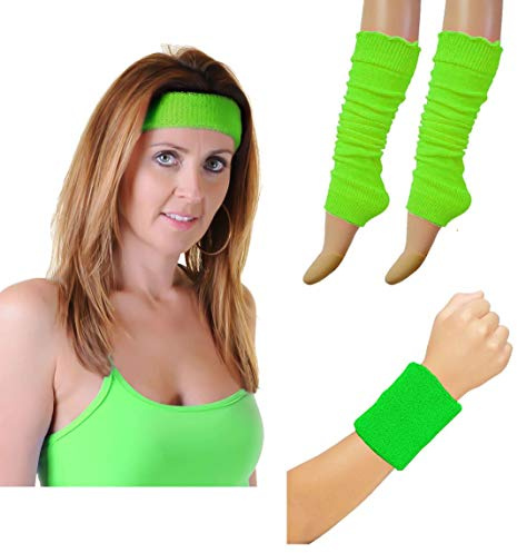 DigitalSpot Womens Wristbands Headband And Legwarmers Set Ladies 80s Themed Party Sweatbands Fancy Dress Accessory