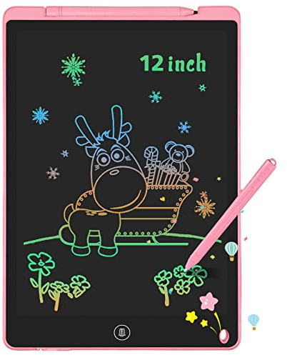 GUYUCOM LCD Schreibtafel Spielzeug ab 2 3 4 5 6 Jahre alt Junge Mädchen, 12 Zoll Schreibtafel Kinder, Bunte maltafel zaubertafel Kinder, Maltafel Kinder ab 2 Jahre, Kinder Spielzeug Mädchen