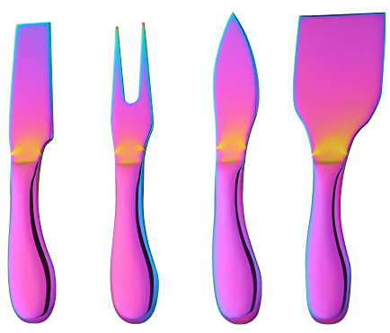 Buyer Star Käsemesser 4er Set Regenbogen Käsegabel Käsespatel Käsemesser Edelstahl Käsehobel/Käsehobel