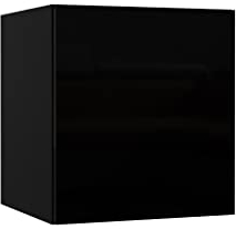 Furnitech Wohnwand Wohnzimmer | Hängend Wohnwand Modern | Wohnzimmer Schrankwand mit Regale und TV Schrank | Wohnzimmer Möbel (GS1, Schwarz)