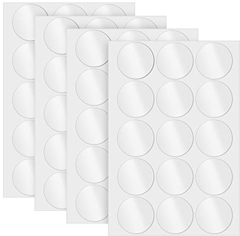 Prasacco 60 PCS Double Sided Glue Tape, (30mm/1.18inch) Transparent Double-Sided Tape Stickers Strong Adhesive Waterproof Dots Sticker Round Clear Stickers for Craft DIY Art Office Supply