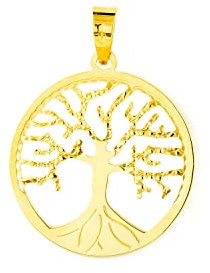 Pendentif Arbre de Vie Or Jaune 18 Carats brillante et texturee - Certificat de Garantie - Mondepetit - 8489