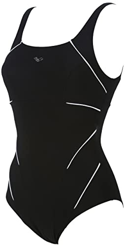 Arena Damen Jewel R One Piece Swimsuit, Black-White, 44 EU