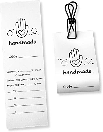 Labels zum Beschriften - Textiletiketten zum Annähen, Waschanleitung zum Ausfüllen, Pflegeetikett, Carelabels, Textilkennzeichnung, Pflegehinweise zum Beschriften - 16 Motive zur Wahl
