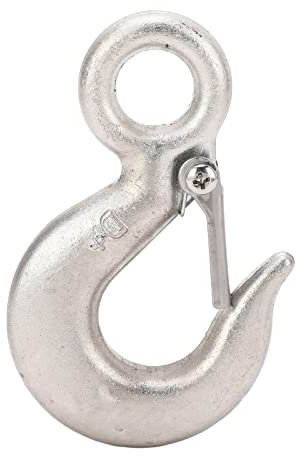 Gancio di Sollevamento 1t, Gancio per Impieghi Gravosi in Acciaio Inossidabile 304 Gancio per Imbracatura con Occhiello Girevole con Fermo Gancio di Sollevamento Girevole per
