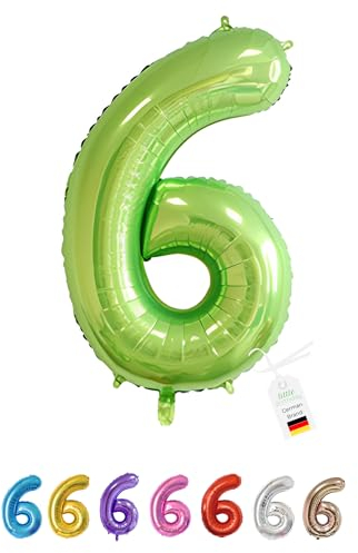 LITTLE BIRTHDAY | Zahlen Luftballon | Folienballon | Helium Gas Balloon Ballon | 101 cm | 0 1 2 3 4 5 6 7 8 9 in vielen Farben | Geburtstag | Kindergeburtstag | Deko | grün 6