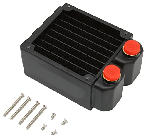 Wasserkühlung Kühler, Doppelschichten 8 Rohre G1/4 Gewinde Messing Wasserkühler mit Schrauben für PC, Kleine Server, Drohnen, Graviermaschinen, Etc