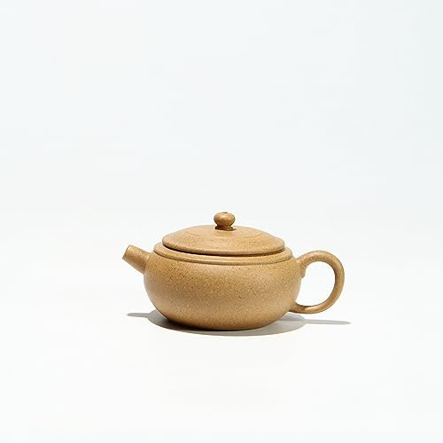 Tetera de arcilla púrpura Yixing, olla de arena púrpura, sección dorada, tambor redondo de barro, 110ml, Chaoshan, juego de té de kungfú para una sola persona, tetera de pequeña capacidad