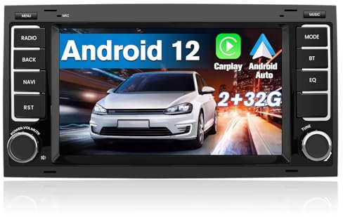 AWESAFE Android 12.0 [2GB+32GB] Radio Coche con Pantalla Táctil 7 Pulgadas para VW Touareg/Transporter T5 Multivan, Admite Carplay/Android Auto Inalámbrico/Bluetooth/GPS,etc.