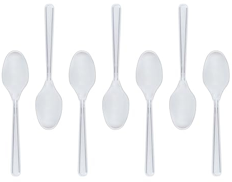 GoCoPack Reusable Cutlery: Pack of 100 Clear Reusable Plastic 15cm - 6 Inches Tea Spoons