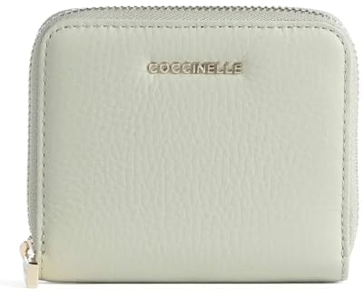 Coccinelle Metallic Soft Leather Zip Around Wallet Celadon Green