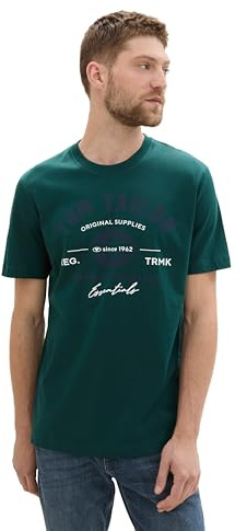 TOM TAILOR Herren T-Shirt aus Baumwolle mit Logo-Print