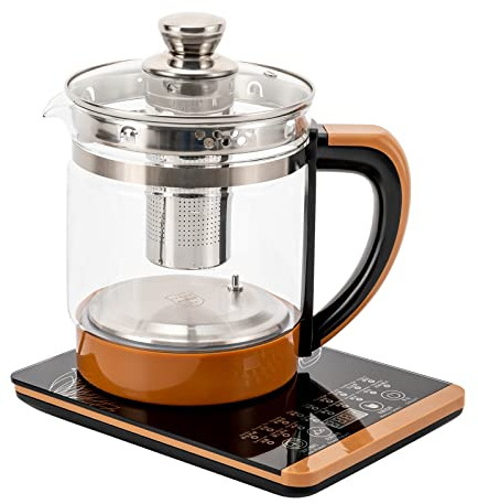 Wasserkocher Teekocher Glas-Wasserkocher Teemaschine Teebereiter 1.8L 2 in 1 mit Temperaturwahl 800 Watt Sensor-Touch-Bedienfeld