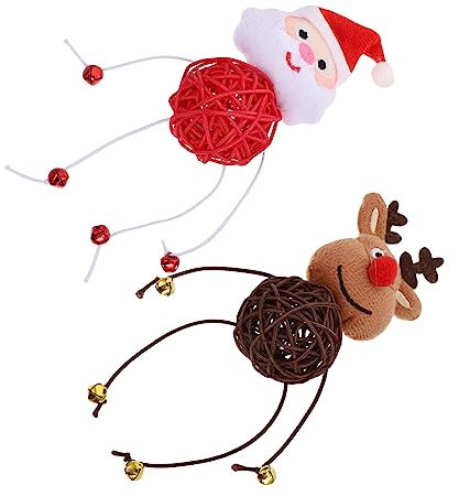 Angoily 2stücke Interaktive Katzenspielzeuge Mit Rattanball Weiche Plüschspielzeuge Für Katzen Fördert Das Spielverhalten Aktivität Für Weihnachten Und Tägliche Unterhaltung