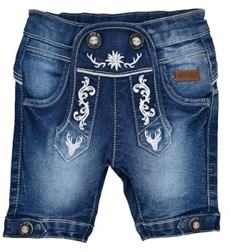Alpenglück Bondi Jeansbermuda ´Gipfelkraxler´, Blue Denim 104 Tracht Baby Jungs Artikel-Nr.91728
