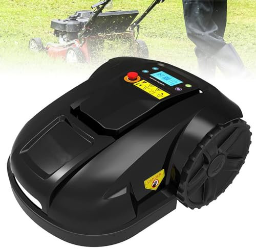 PLABNK Robot tagliaerba Intelligente, Larghezza di Taglio 21 cm/Altezza di Taglio 2,5-5,5 cm per Prati Fino a 1500 m², Tempi di Lavoro e di Pausa preimpostati robotizzati,Black