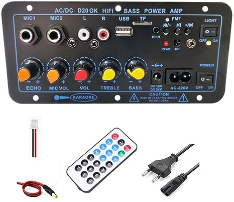 Pavewood Placa Amplificadora Bluetooth, Amplificador de Graves HiFi, Subwoofer, Placa Amplificadora de Audio para Karaoke, Placa Base de Altavoz (Enchufe de la UE)
