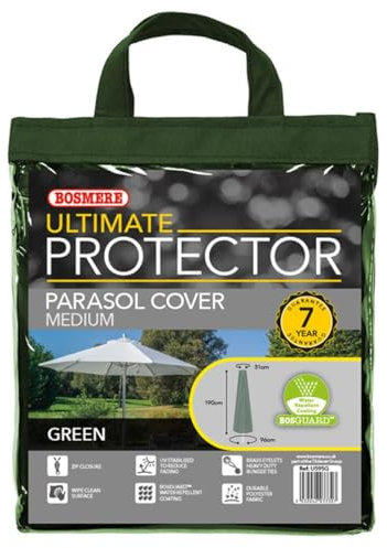 Bosmere Ultimate Protector Medium Parasol Cover + Zip One Green U595G