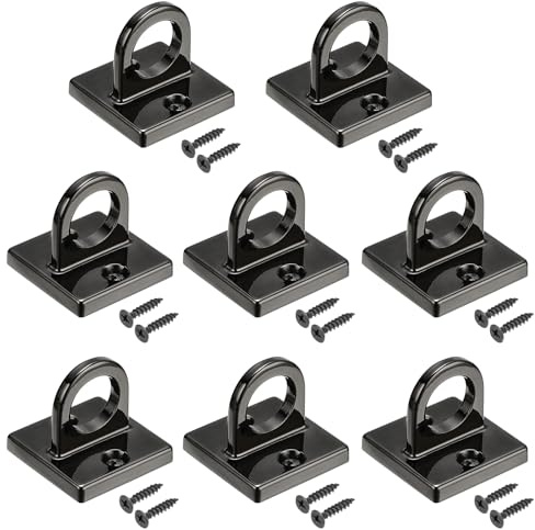 PATIKIL 8pz Supporto Occhio Piastra U Ganci Anello Viti Hardware Nero | per Appendere Corde in Coda Barriera, Soffitto Gancio Muro Montaggio, Metallo