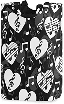 Borsa per la spesa con portabiancheria grande a forma di cuore con nota musicale, cesto per biancheria pieghevole in tessuto, borsa per vestiti pieghevole, contenitore per lavatrice pieghevole